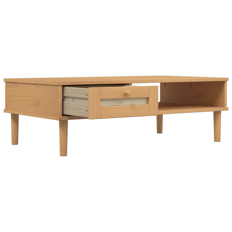 Salontafel Senja 100X55X33 Cm Rattan-Look Massief Hout Bruin