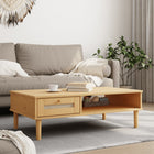 Coffee Table Senja 100x55x33 cm Rattan-Look Solid Wood Brown