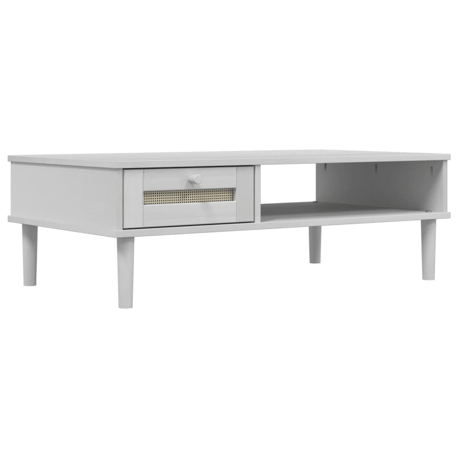Salontafel Senja 00X55X33 Cm Rattan-Look Massief Hout Wit