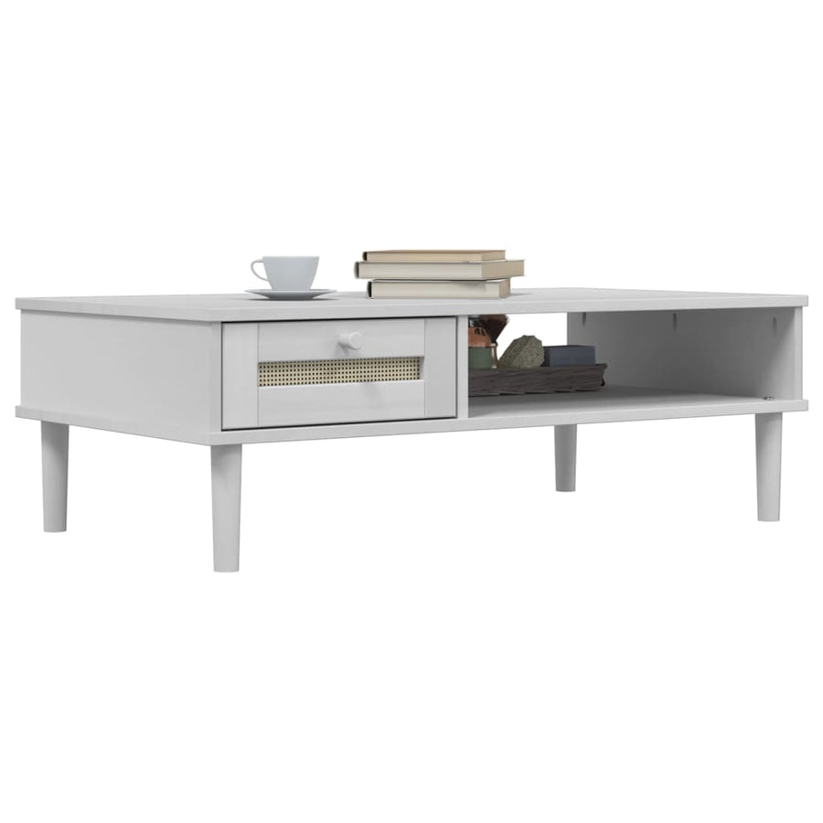 Salontafel Senja 00X55X33 Cm Rattan-Look Massief Hout Wit