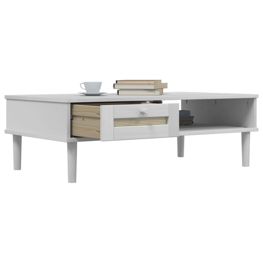 Salontafel Senja 00X55X33 Cm Rattan-Look Massief Hout Wit