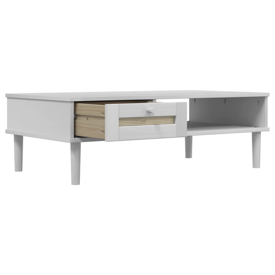 Salontafel Senja 00X55X33 Cm Rattan-Look Massief Hout Wit