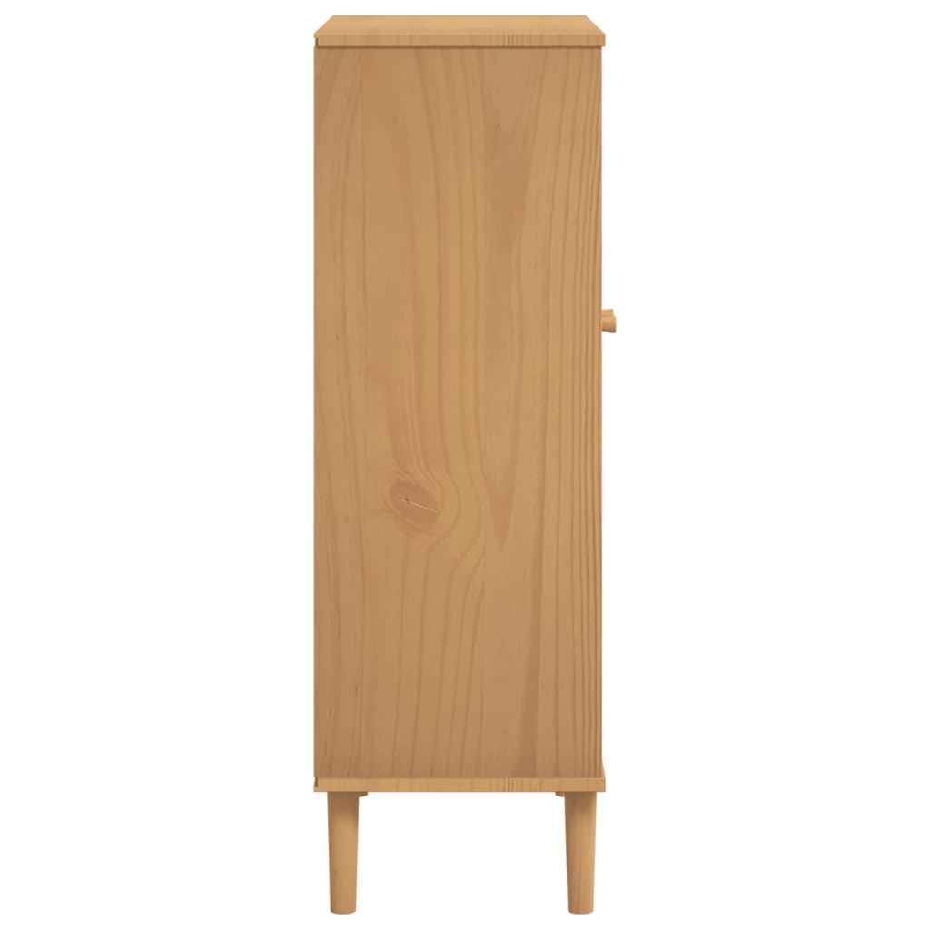 Schoenenkast SENJA 59,5x35x107 cm rattan look grenenhout bruin