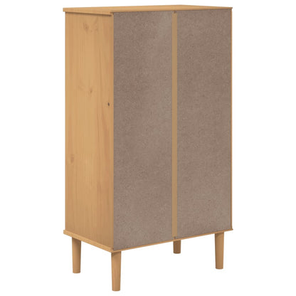 Schoenenkast SENJA 59,5x35x107 cm rattan look grenenhout bruin