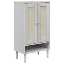 Schoenenkast Senja 59,5X35X107 Cm Rattan Look Grenenhout Wit