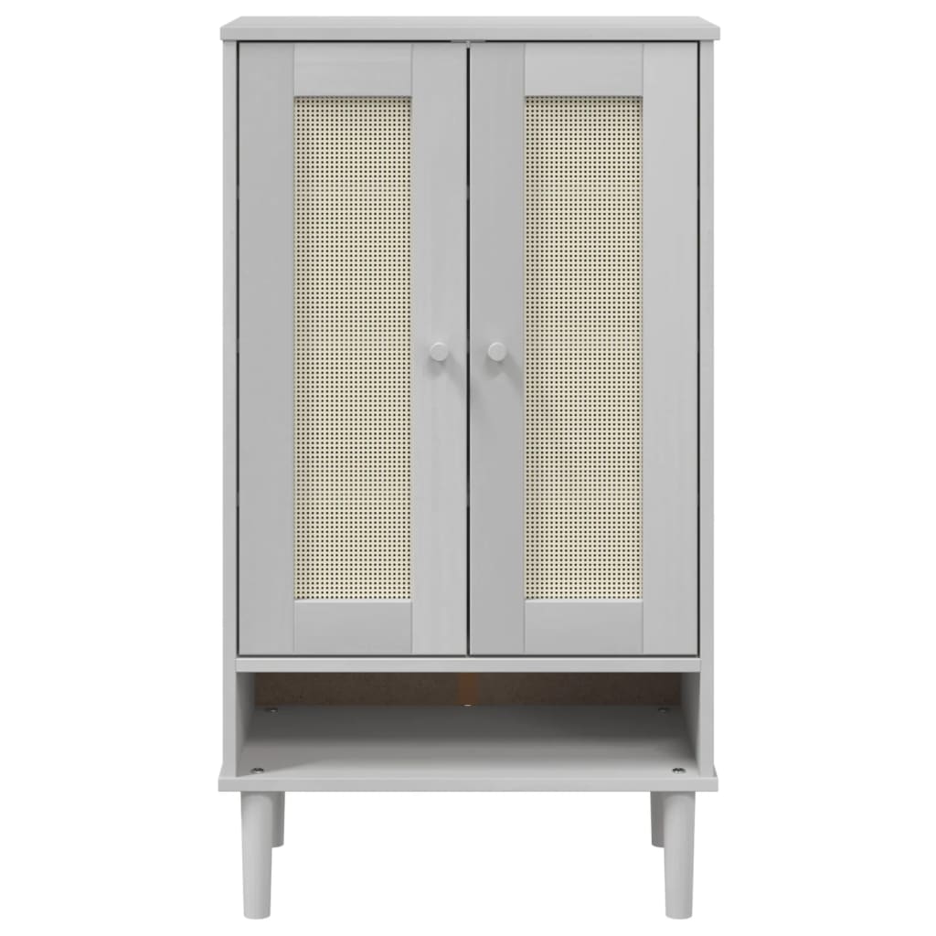 Schoenenkast Senja 59,5X35X107 Cm Rattan Look Grenenhout Wit