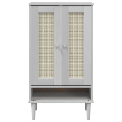 Schoenenkast Senja 59,5X35X107 Cm Rattan Look Grenenhout Wit