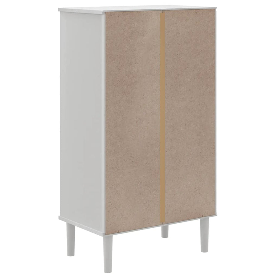 Schoenenkast Senja 59,5X35X107 Cm Rattan Look Grenenhout Wit