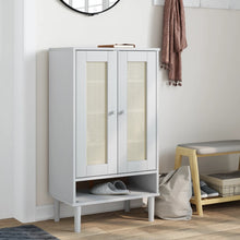 Schoenenkast Senja 59,5X35X107 Cm Rattan Look Grenenhout Wit