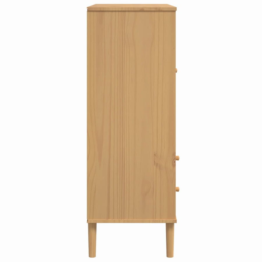 Hoge Kast Senja 90X40X112 Cm Rattan Look Grenenhout Bruin