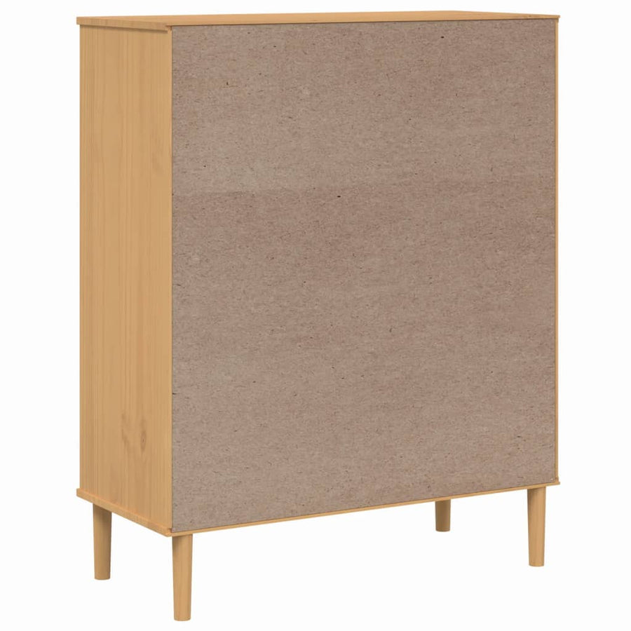 Hoge Kast Senja 90X40X112 Cm Rattan Look Grenenhout Bruin