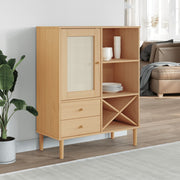 Hoge kast 90x40x112 cm grenenhout poly rattan bruin