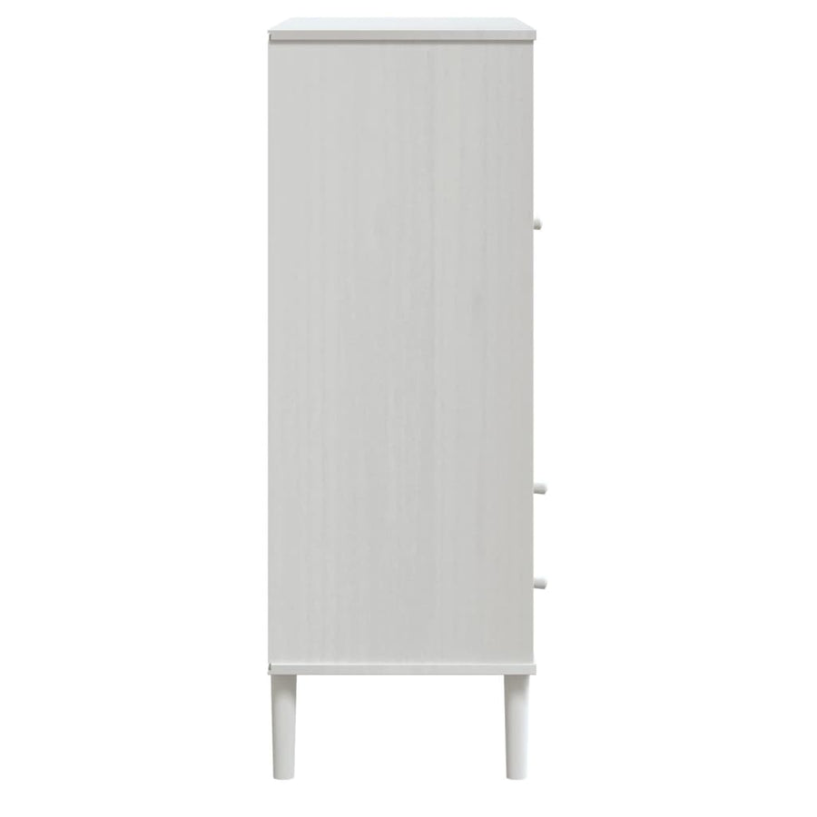 Hoge Kast Senja 90X40X112 Cm Rattan Look Massief Grenenhout Wit