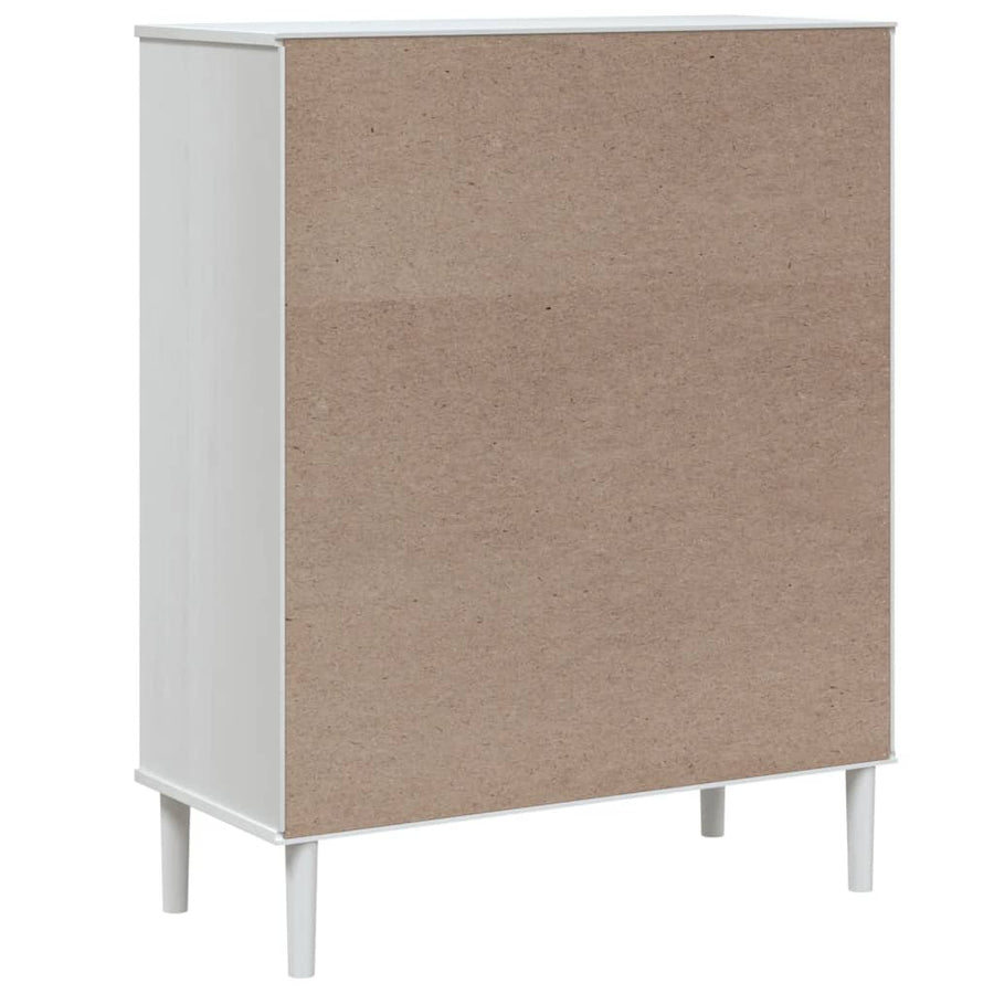 Hoge Kast Senja 90X40X112 Cm Rattan Look Massief Grenenhout Wit