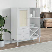 Hoge kast 90x40x112 cm grenenhout wit poly rattan look