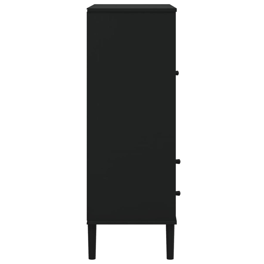 Hoge Kast Senja 90X40X112 Cm Rattan Look Grenenhout Zwart