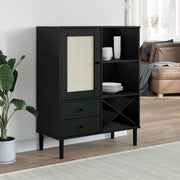 Hoge kast 90x40x112 cm grenenhout zwart