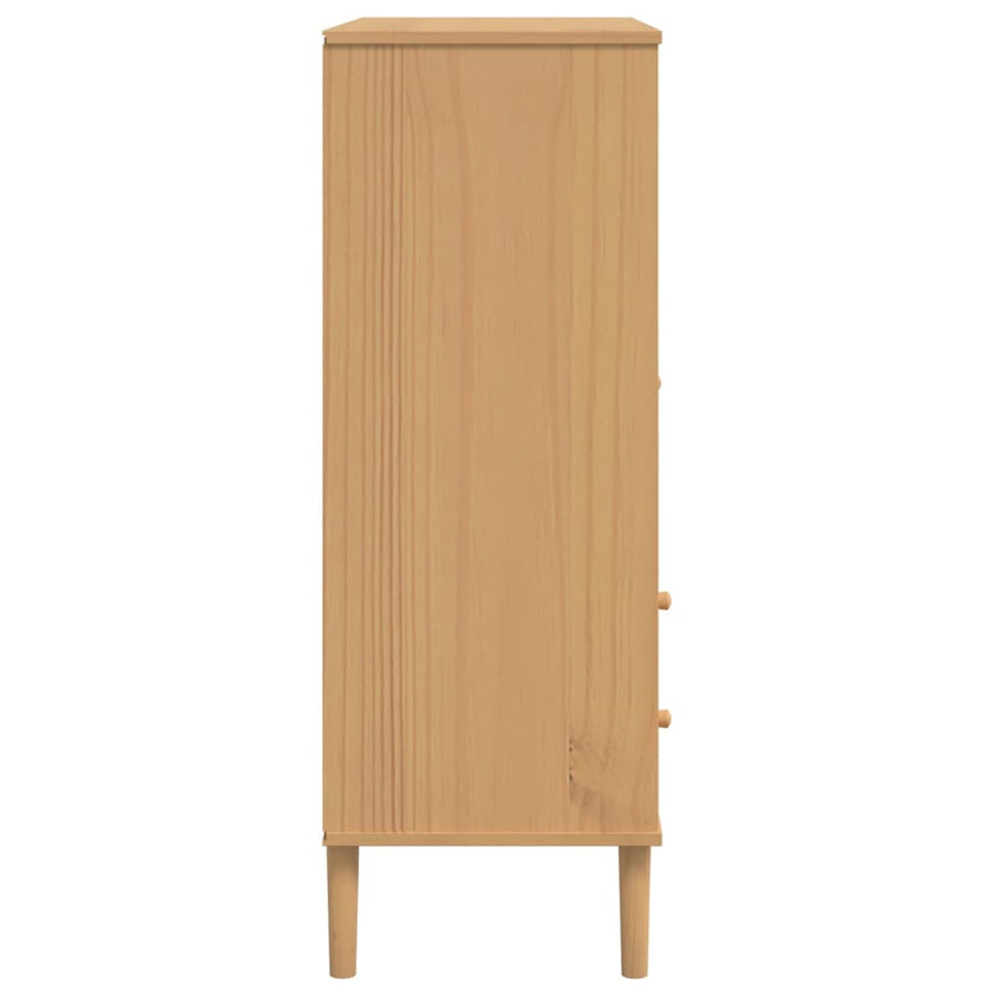 Hoge Kast Senja Rattan-Look 90X40X2 Cm Grenenhout Bruin