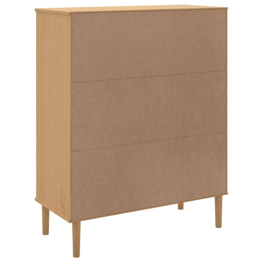 Hoge Kast Senja Rattan-Look 90X40X2 Cm Grenenhout Bruin