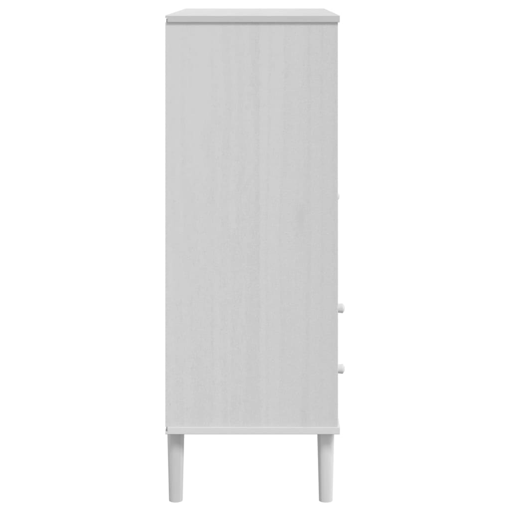 Hoge Kast Senja Rattan-Look 90X40X2 Cm Massief Grenenhout Wit