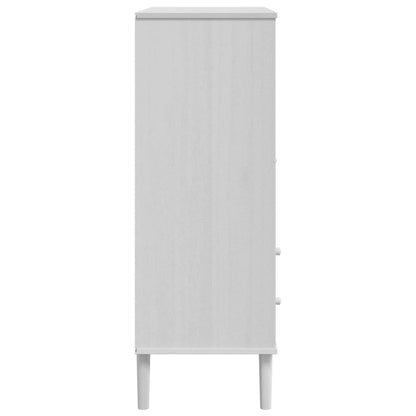 Hoge Kast Senja Rattan-Look 90X40X2 Cm Massief Grenenhout Wit
