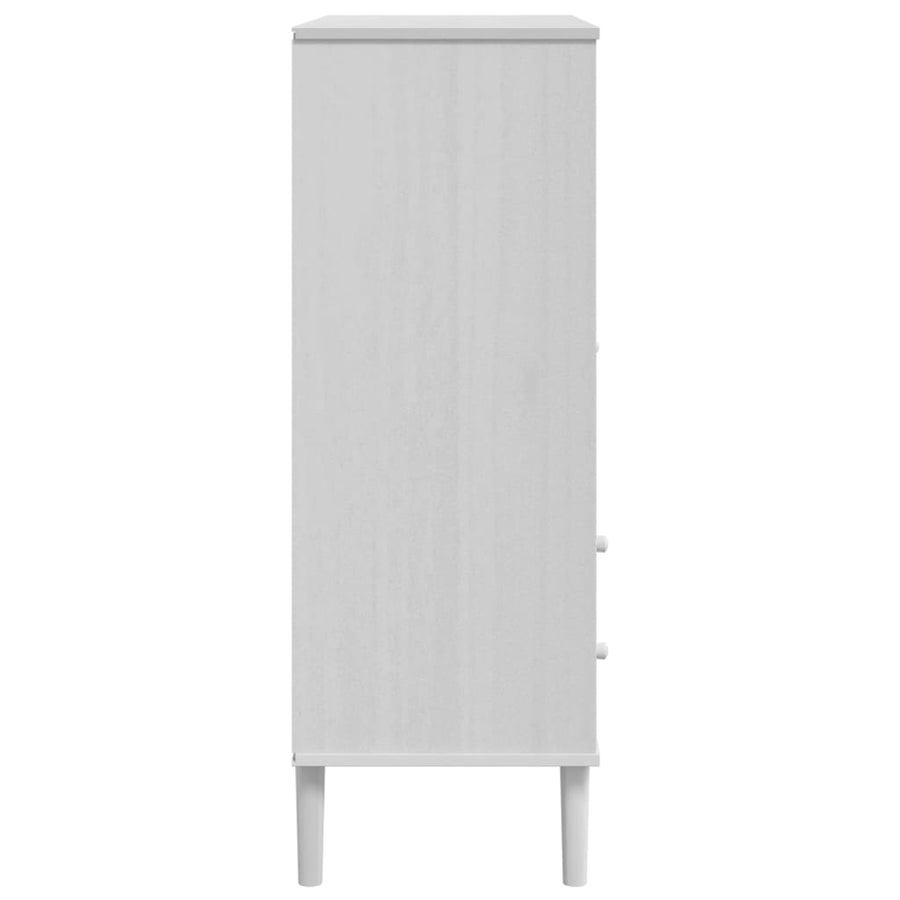 Hoge Kast Senja Rattan-Look 90X40X2 Cm Massief Grenenhout Wit