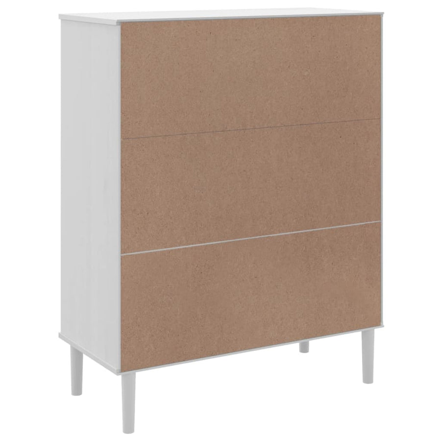 Hoge Kast Senja Rattan-Look 90X40X2 Cm Massief Grenenhout Wit