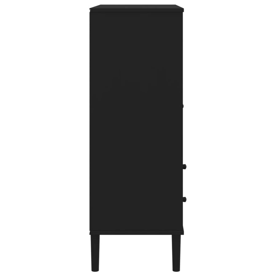 Hoge Kast Senja Rattan-Look 90X40X2 Cm Grenenhout Zwart