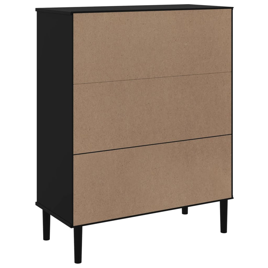 Hoge Kast Senja Rattan-Look 90X40X2 Cm Grenenhout Zwart