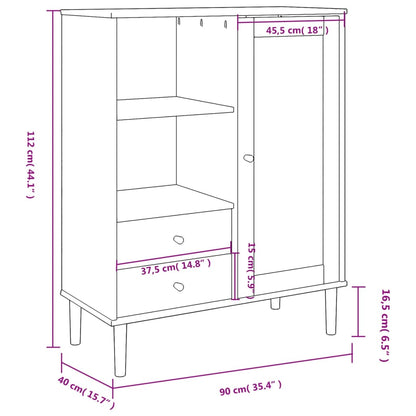 Hoge Kast Senja Rattan-Look 90X40X2 Cm Grenenhout Zwart