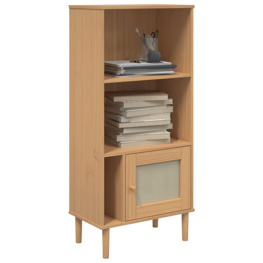 Boekenkast Senja Rattan-Look 60X35X30 Cm Grenenhout Bruin
