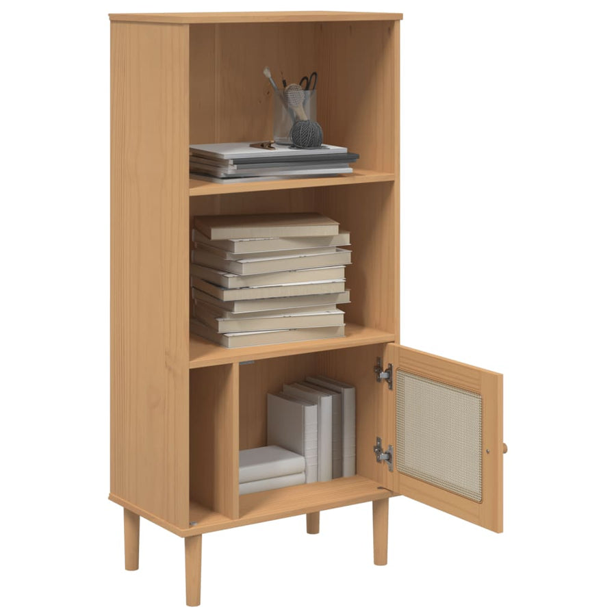 Boekenkast Senja Rattan-Look 60X35X30 Cm Grenenhout Bruin