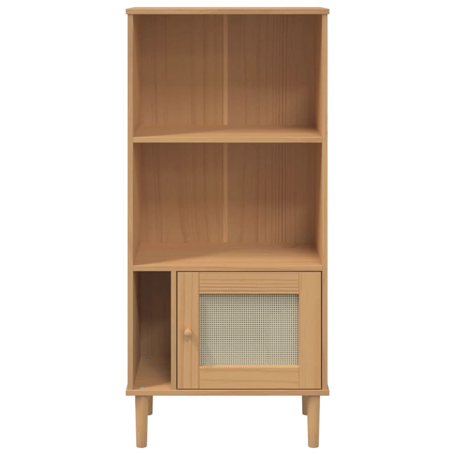 Boekenkast Senja Rattan-Look 60X35X30 Cm Grenenhout Bruin