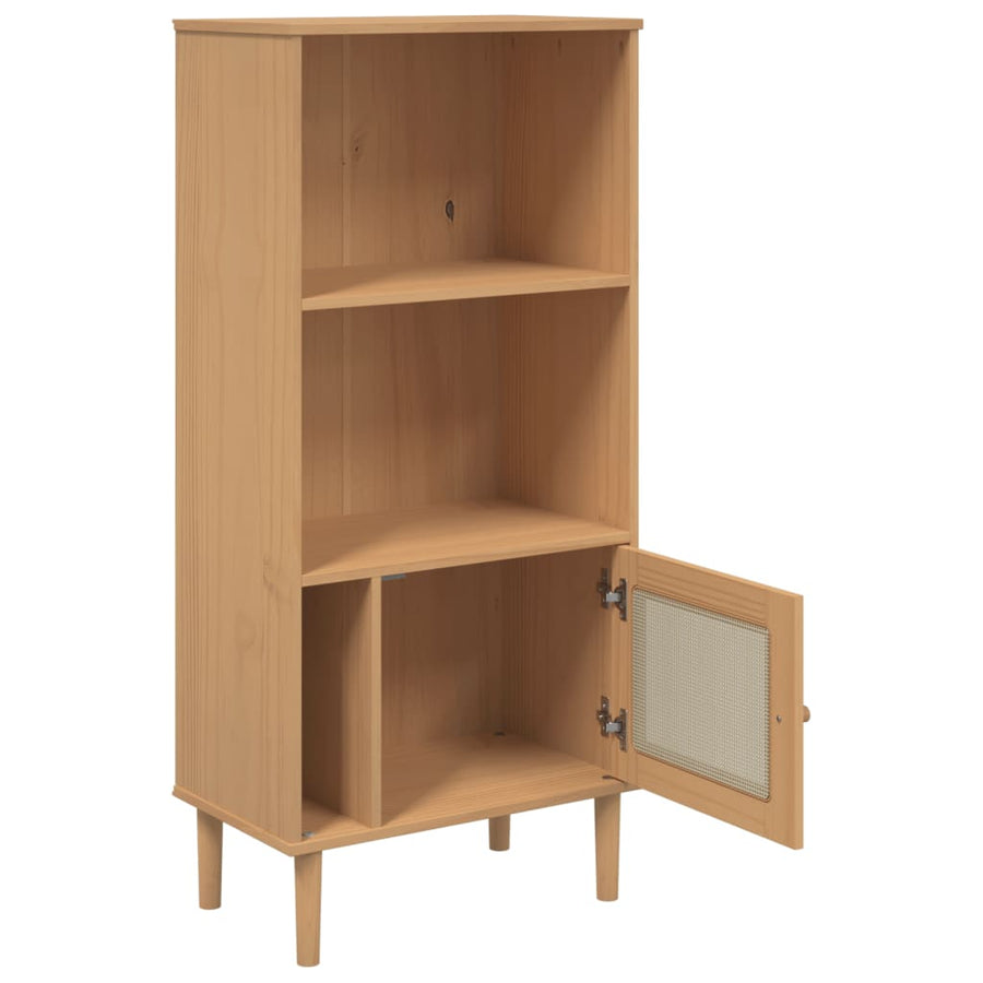 Boekenkast Senja Rattan-Look 60X35X30 Cm Grenenhout Bruin