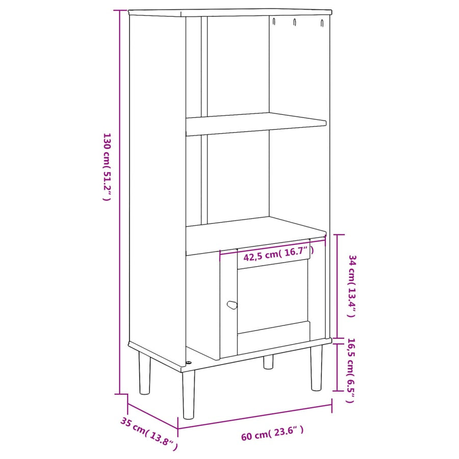 Boekenkast Senja Rattan-Look 60X35X30 Cm Grenenhout Bruin