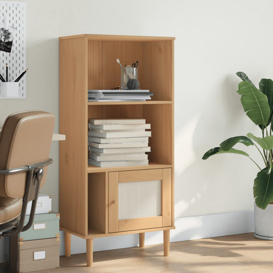 Boekenkast Senja Rattan-Look 60X35X30 Cm Grenenhout Bruin