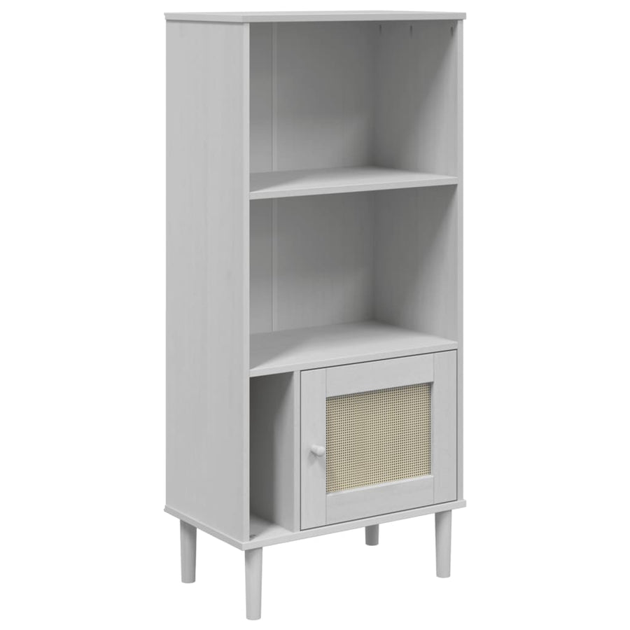 Boekenkast Senja Rattan-Look 60X35X30 Cm Grenenhout Wit