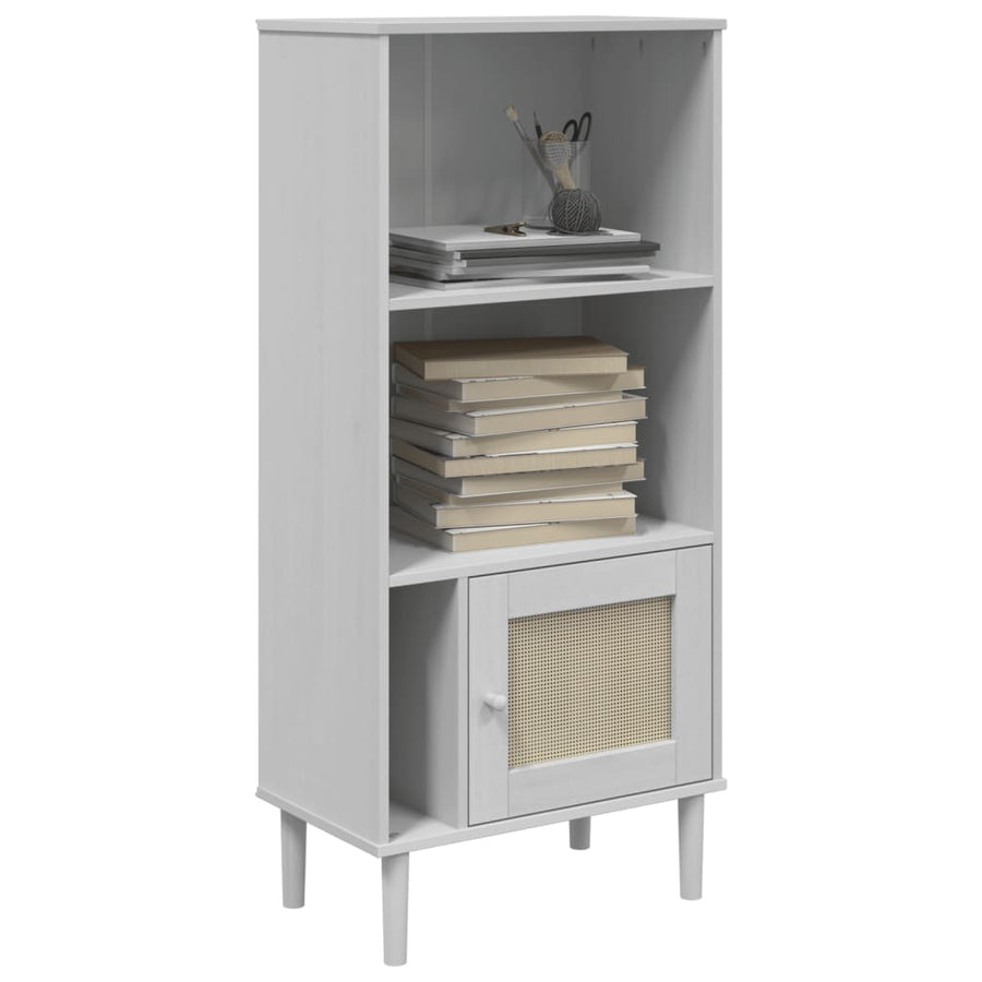 Boekenkast Senja Rattan-Look 60X35X30 Cm Grenenhout Wit