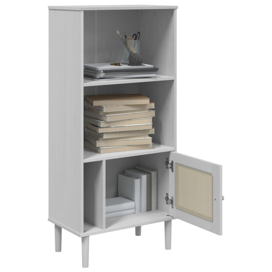 Boekenkast Senja Rattan-Look 60X35X30 Cm Grenenhout Wit