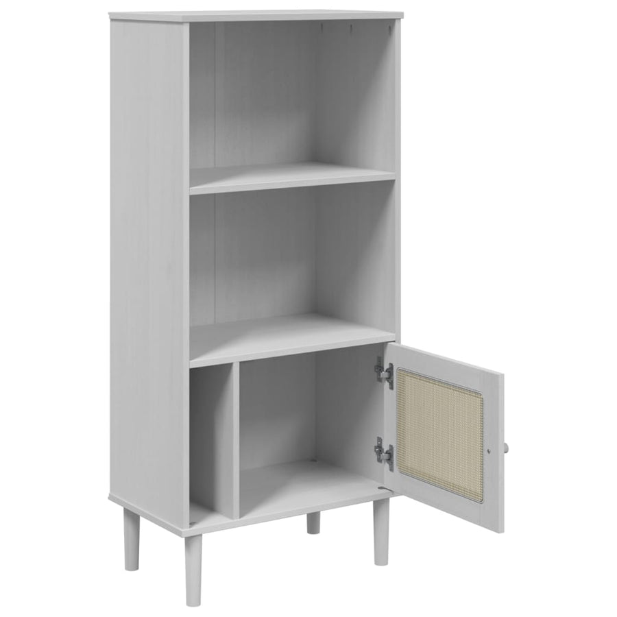 Boekenkast Senja Rattan-Look 60X35X30 Cm Grenenhout Wit