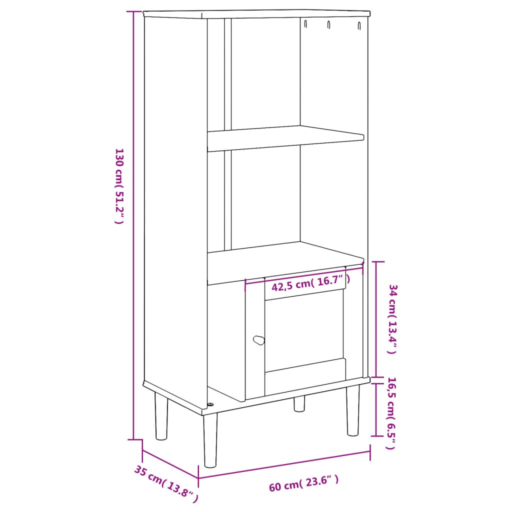 Boekenkast Senja Rattan-Look 60X35X30 Cm Grenenhout Wit