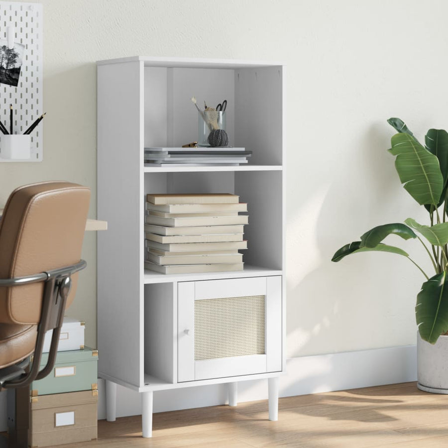 Boekenkast Senja Rattan-Look 60X35X30 Cm Grenenhout Wit