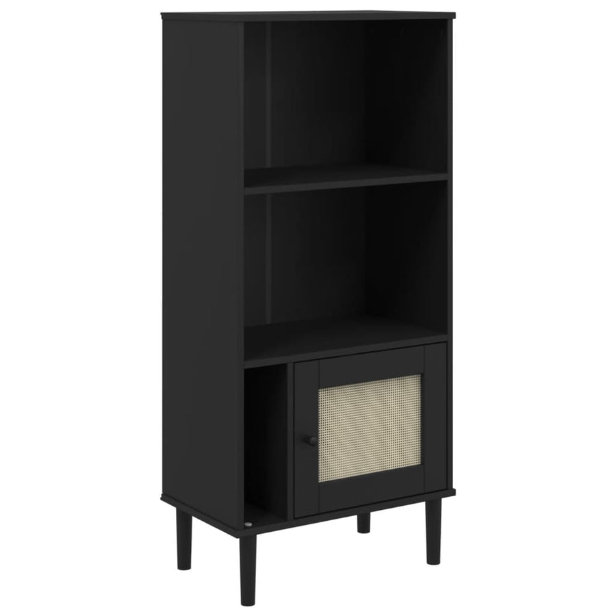Boekenkast Senja Rattan-Look 60X35X30 Cm Grenenhout Zwart
