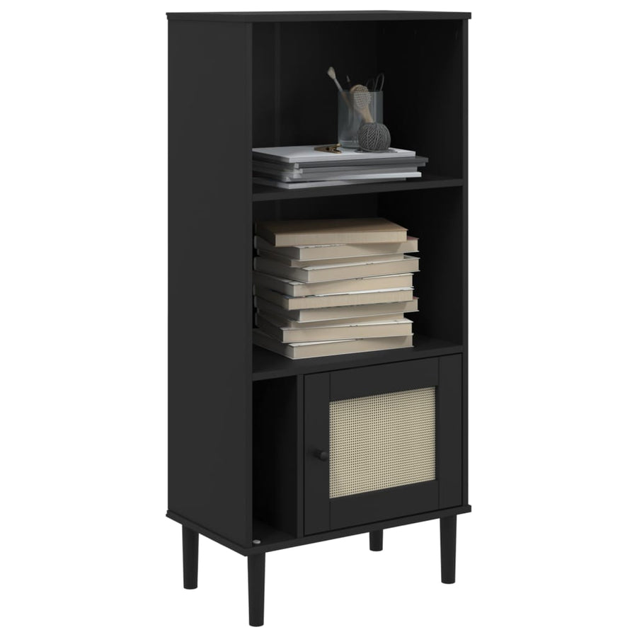 Boekenkast Senja Rattan-Look 60X35X30 Cm Grenenhout Zwart
