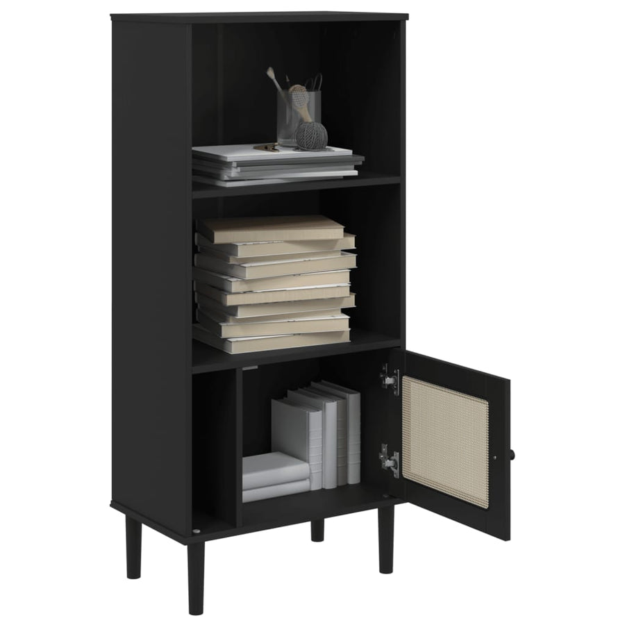Boekenkast Senja Rattan-Look 60X35X30 Cm Grenenhout Zwart