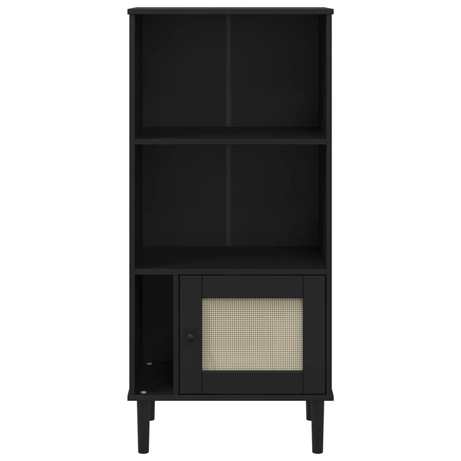 Boekenkast Senja Rattan-Look 60X35X30 Cm Grenenhout Zwart