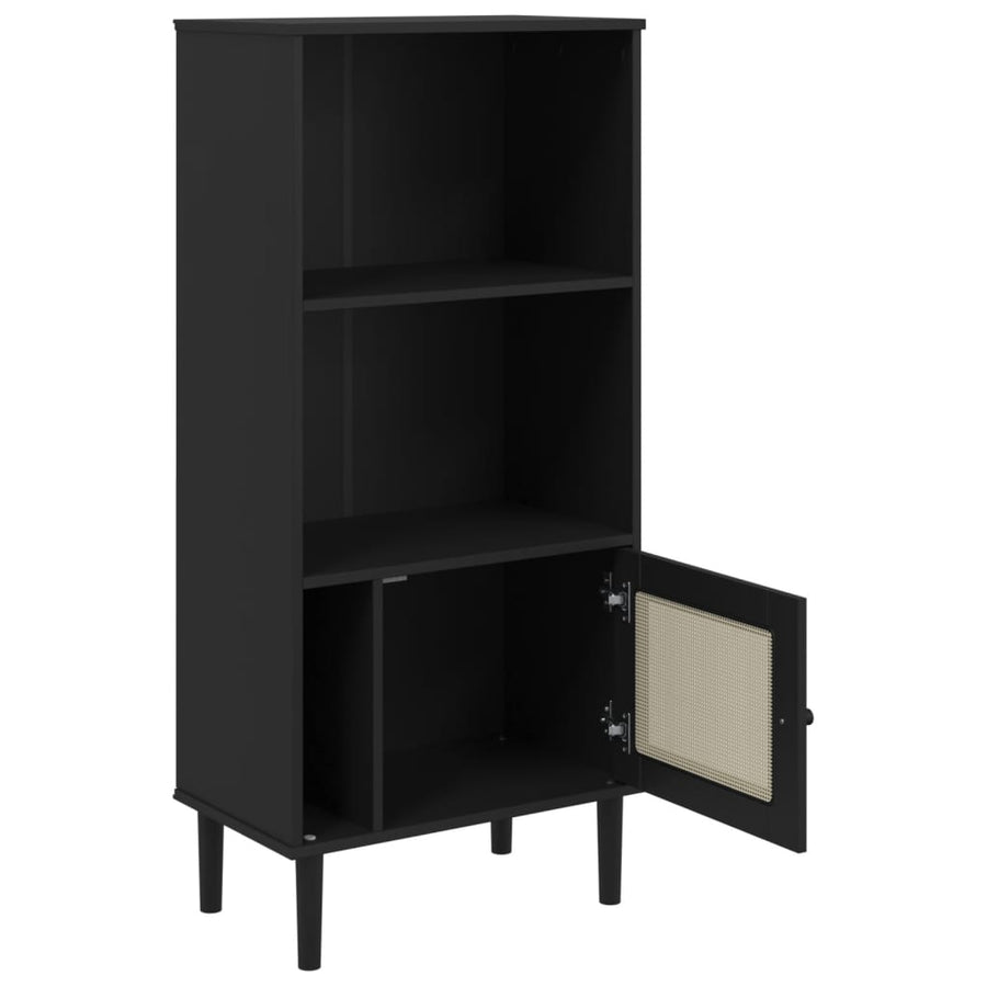 Boekenkast Senja Rattan-Look 60X35X30 Cm Grenenhout Zwart