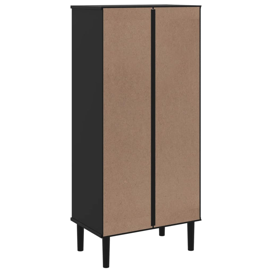 Boekenkast Senja Rattan-Look 60X35X30 Cm Grenenhout Zwart