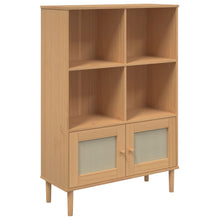 Boekenkast Senja Rattan-Look 90X35X30 Cm Grenenhout Bruin