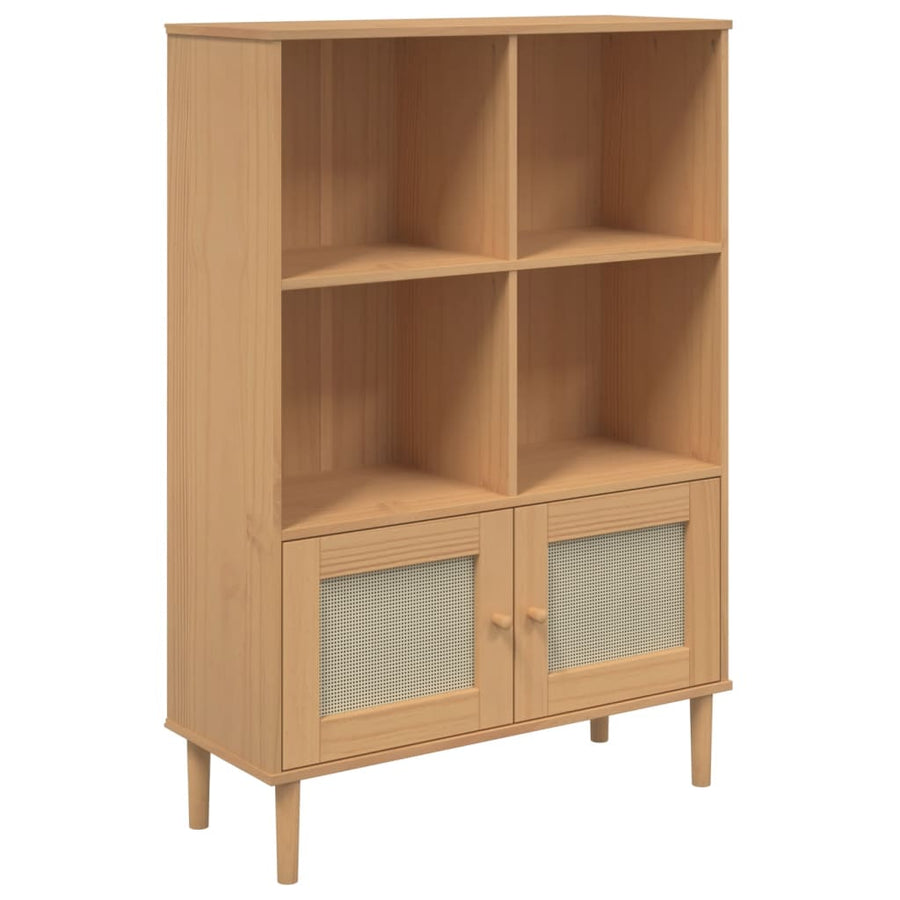 Boekenkast Senja Rattan-Look 90X35X30 Cm Grenenhout Bruin